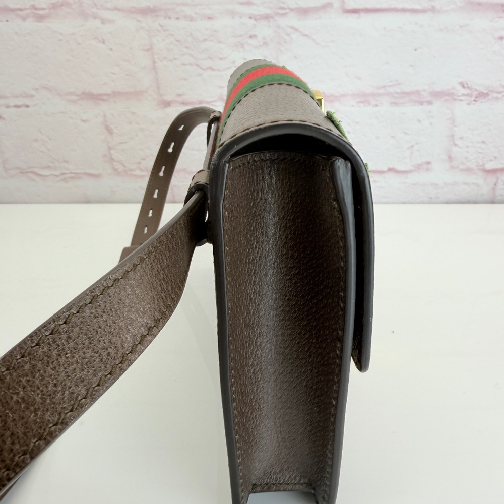 Gucci Sylvie Brown Chain Floral Embroidered Belt Bag - Picture 6 of 15